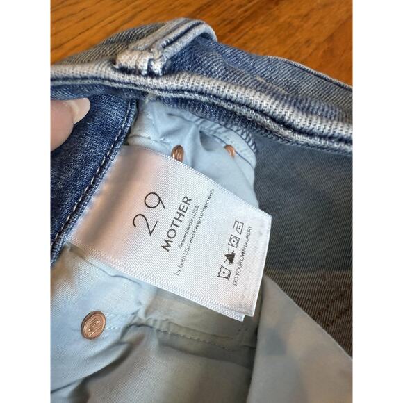 MOTHER Jeans Womens 29 Blue The Looker Ankle Fray Skinny Ripped Knees Made USA - Picture 3 of 8